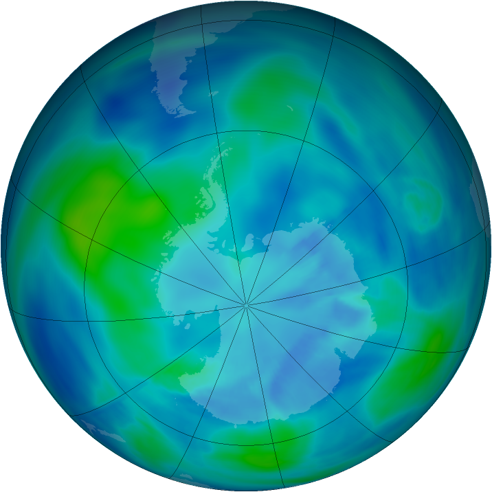 Antarctic ozone map for 31 March 2007